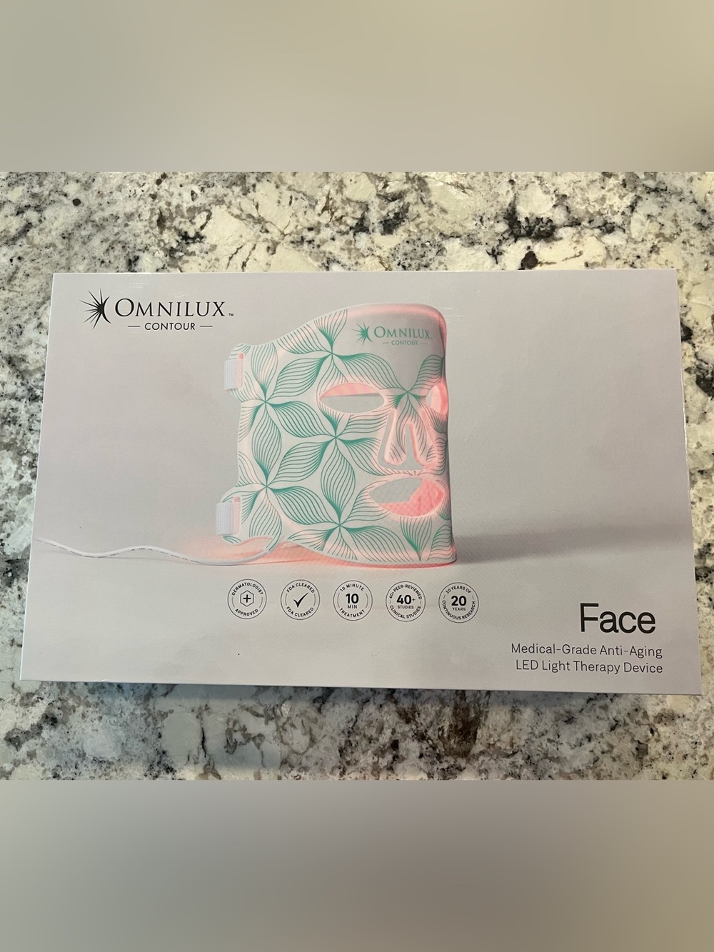 Omnilux Contour LED Therapy Mask — White with Green Pattern